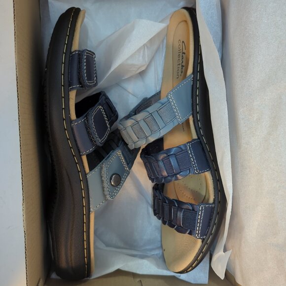 Clarks Laurieann Hope Slip On Women's Sandal US 8 Navy Blue - Picture 5 of 8